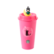 Starbucks Halloween 2026 Color-Changing Pink Cat Cup with Bearista Cat Drink Hole Cap