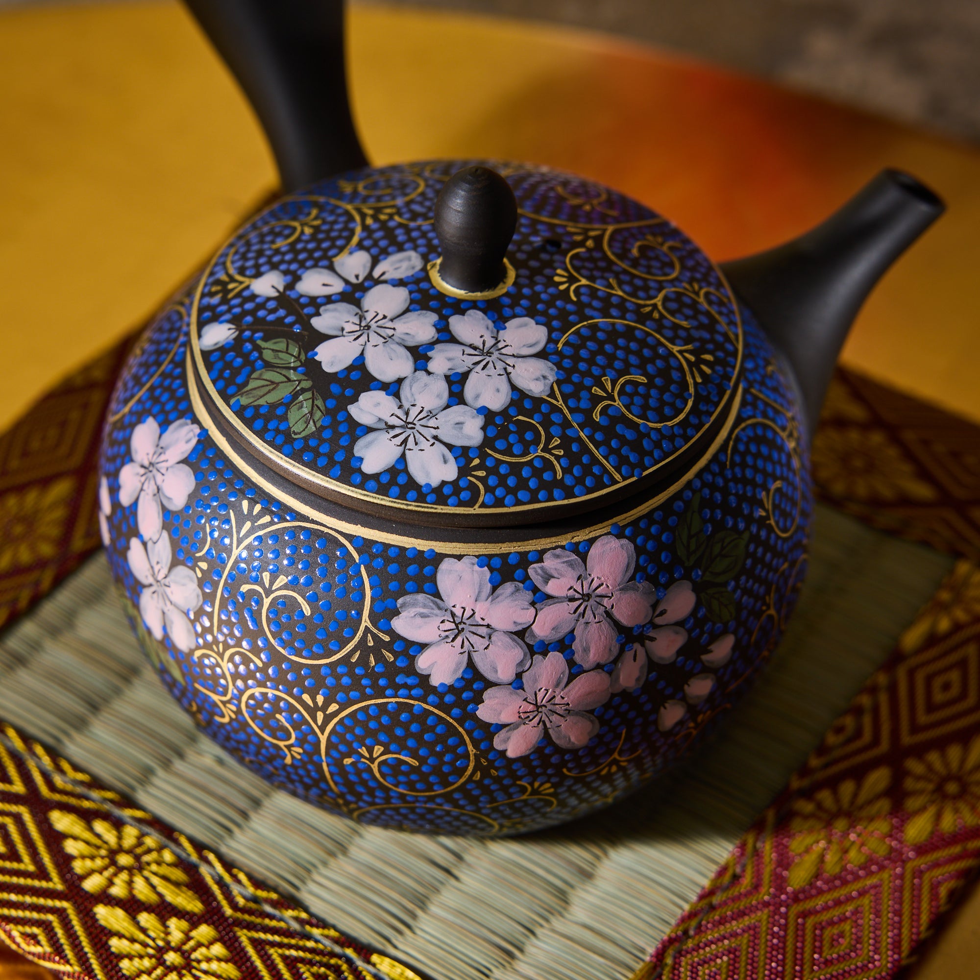 Blue Sakura Karakusa Tokoname Ware Teapot