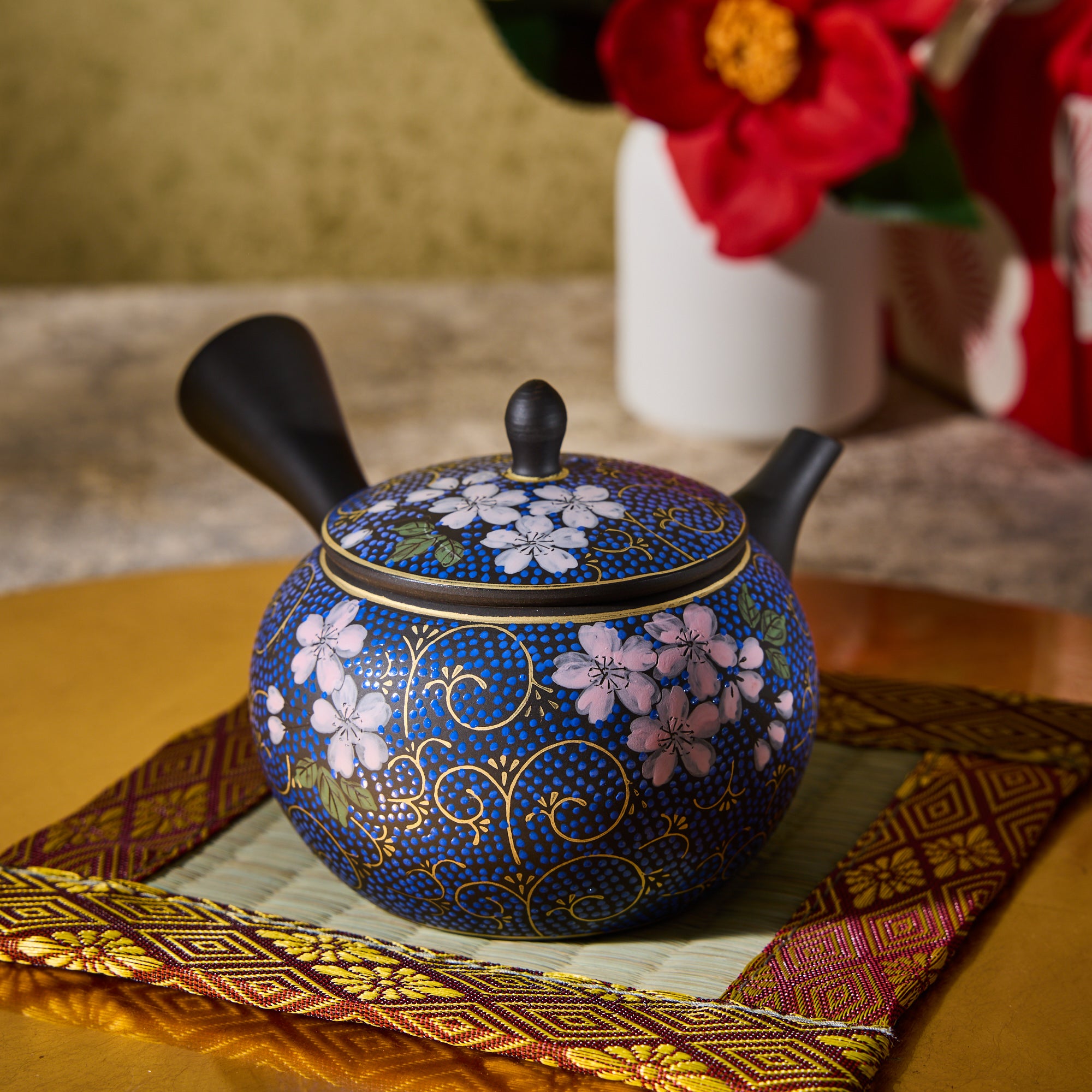 Blue Sakura Karakusa Tokoname Ware Teapot