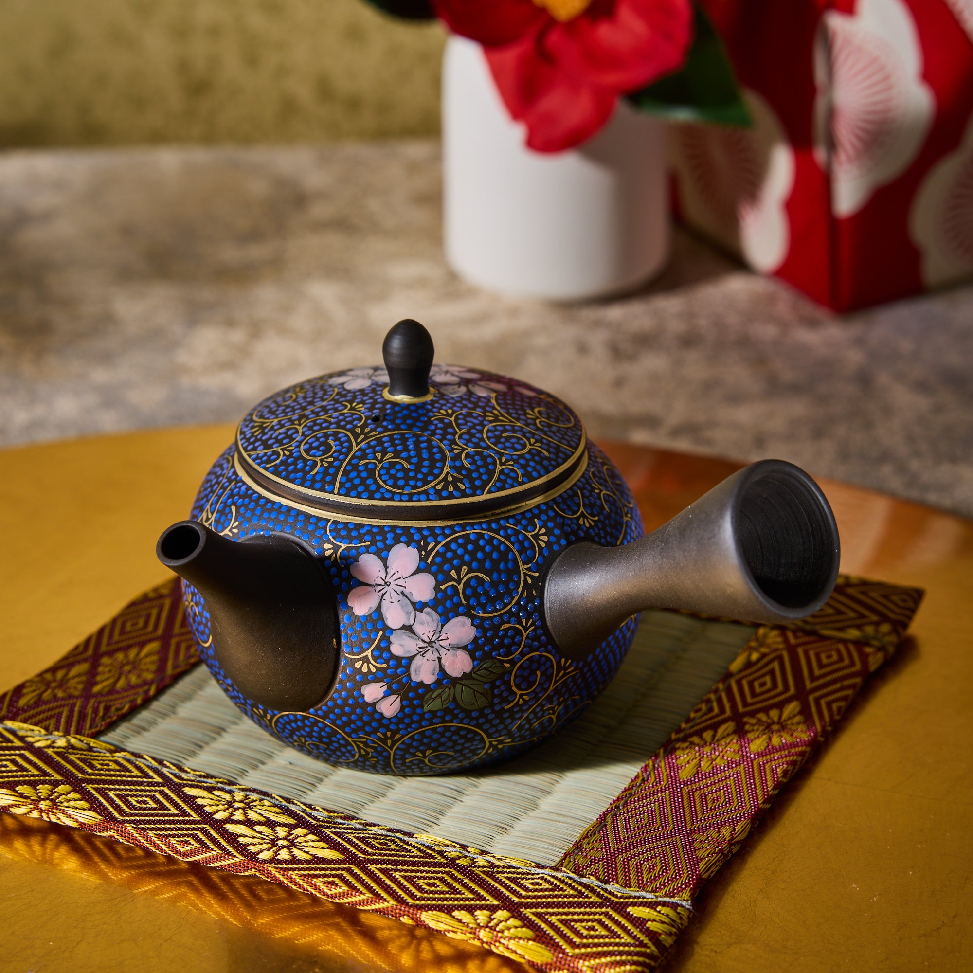Blue Sakura Karakusa Tokoname Ware Teapot