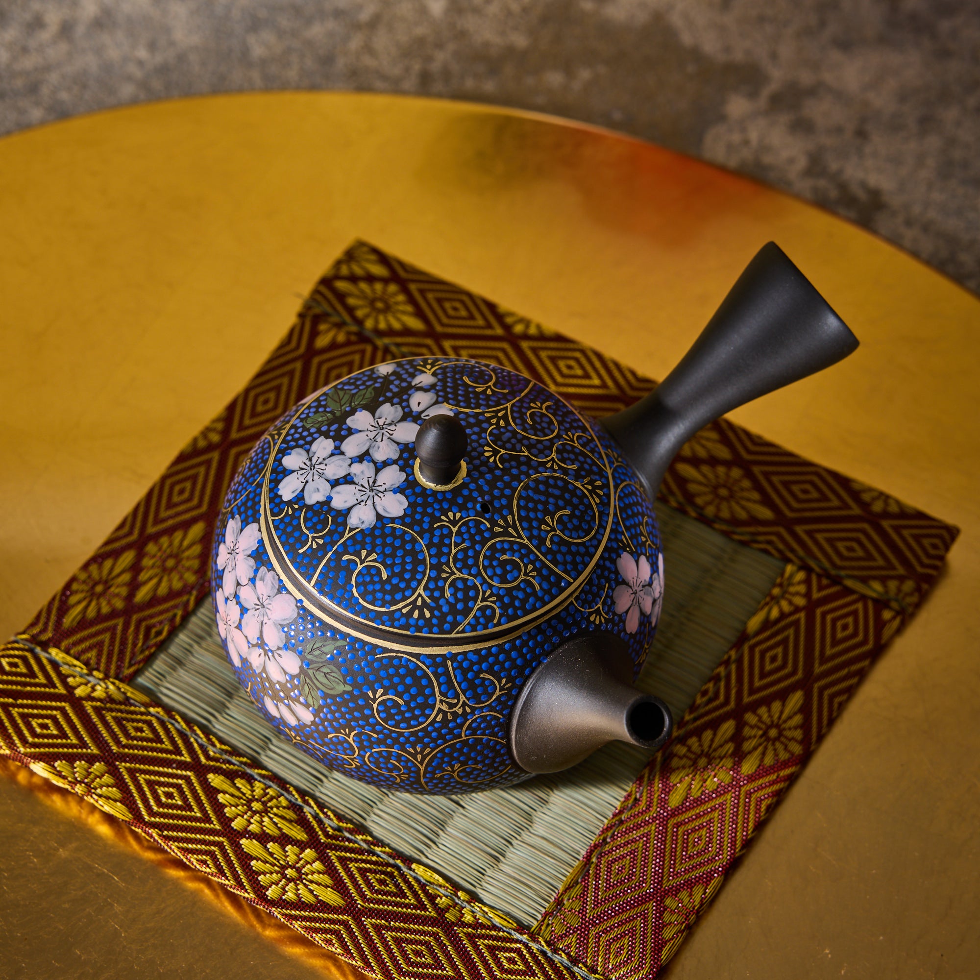 Blue Sakura Karakusa Tokoname Ware Teapot
