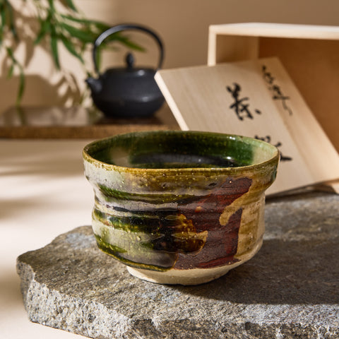 Oribe-style Mino Ware Matcha Bowl