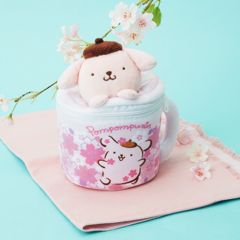 YumeTwins Exclusive Pompompurin Sakura Latte Mug Plush Pouch
